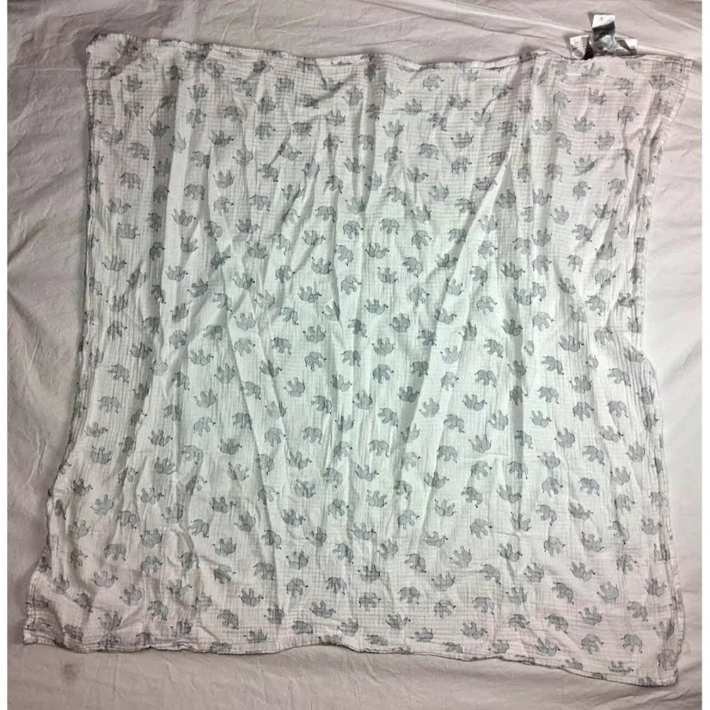 Aden + Anais White Elehant Flag Cotton Swaddle Blanket Baby 42x42 Breathable